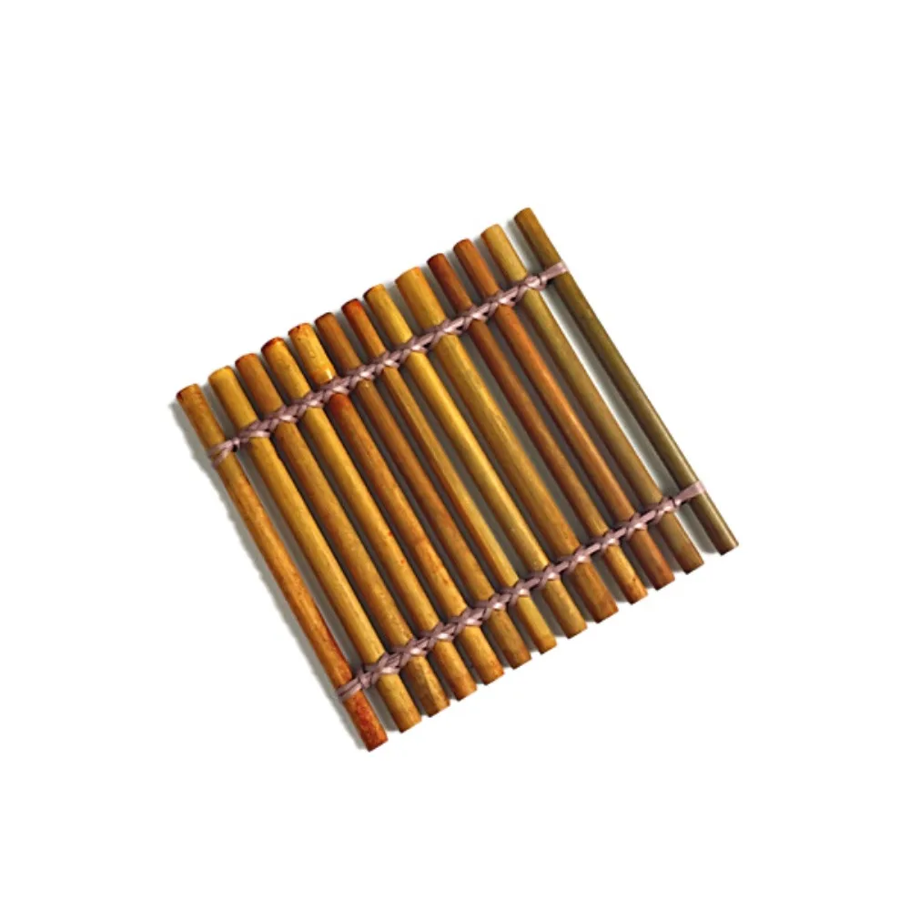 

Multi-purpose Yellow Tea Ceremony Cup Mat Sqaure Rectangle Handmade Bamboo Raft Coaster Bamboo Craft Tea Mat Tea Curtain