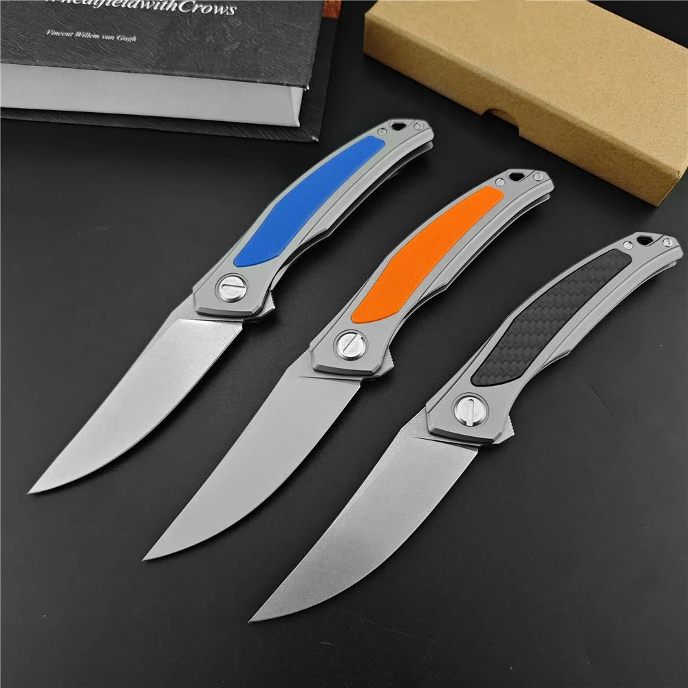 

Flipper Fast Opening D2 Steel Blade 420 steel inlaid with carbon fiber Handle Folding Pocket Knife Camping EDC Surivival Tools