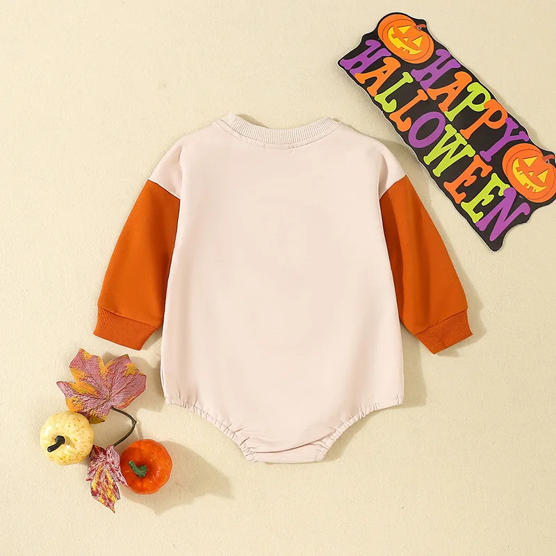 Cathery Halloween Newborn Baby Boys Girls Rompers Long Sleeve O Neck Letter Pumpkin Embroidery Sweatshirts Jumpsuits Clothes