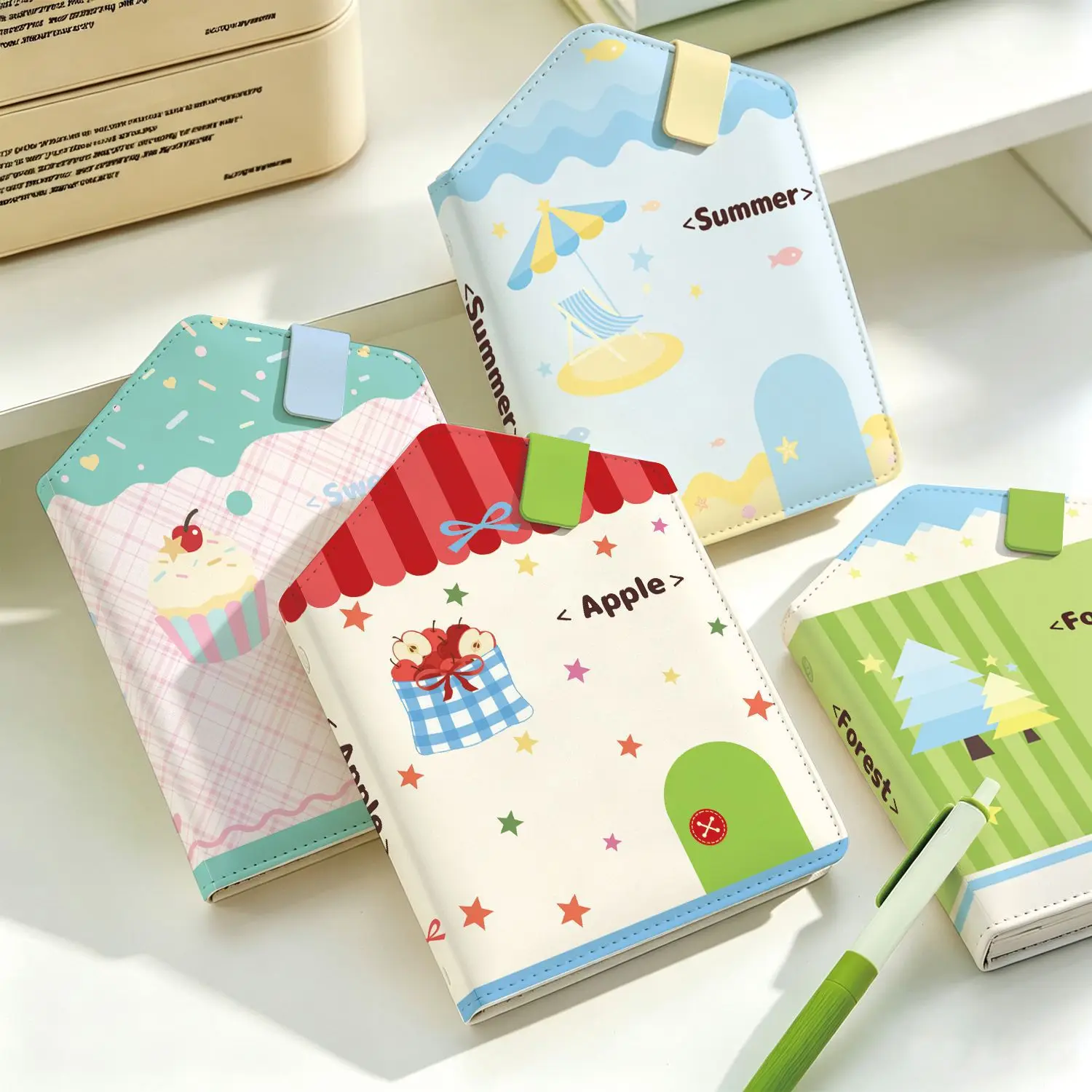 A5 Macaron House Shape PU Leather Loose Leaf Binder Notebook Journal Planner for Students School Stationery