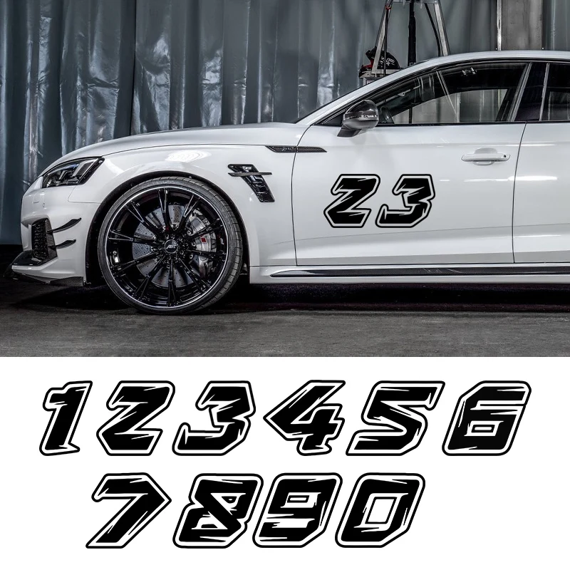 Racing Numbers Custom 0 1 2 3 4 5 6 7 8 9 Number Car Stickers Helmet Racing Vinyl Cool Decals Motorcycle Accessories Sticker