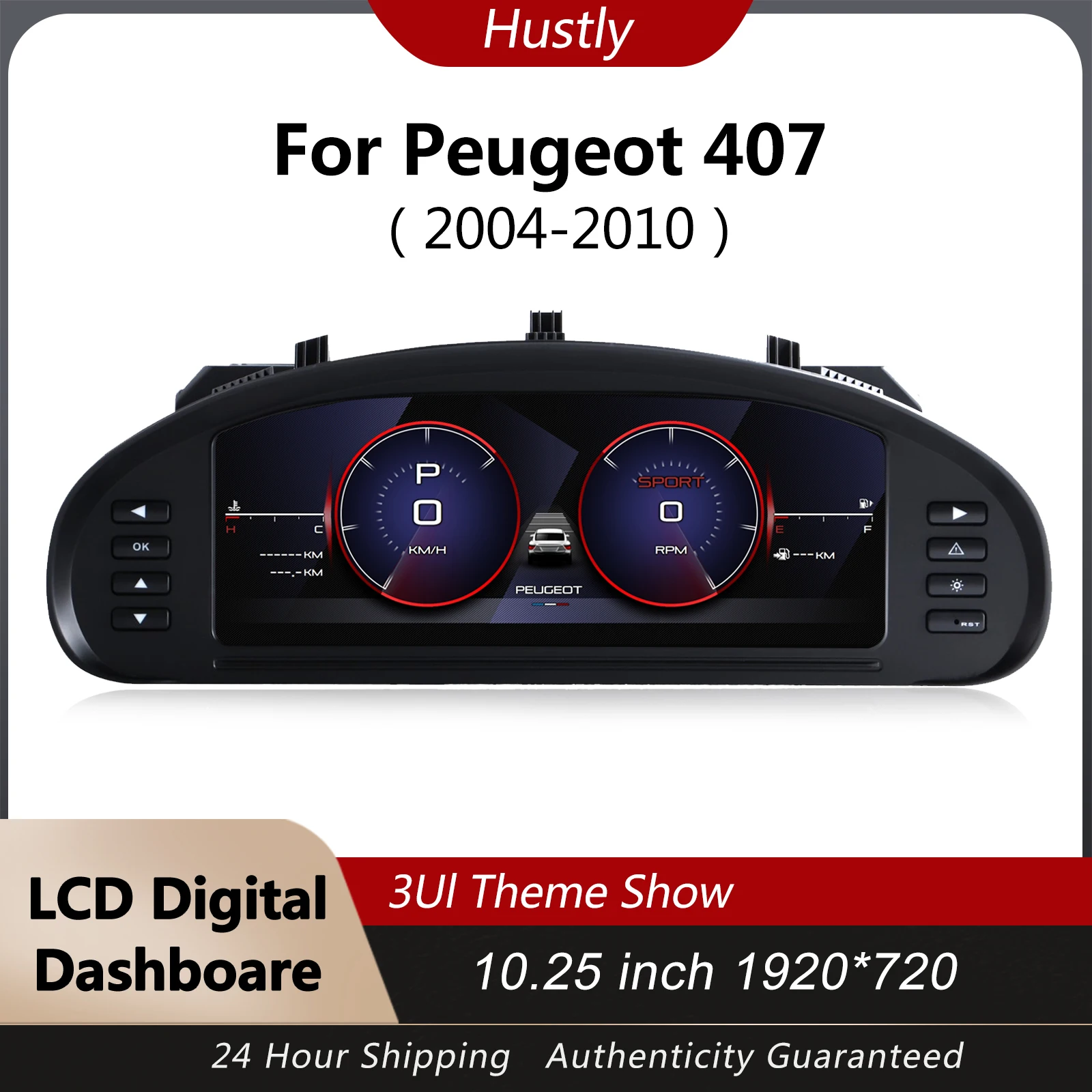 

10.25-inch cluster digital instrument cluster For Peugeot 407 2004-2010 speedometer LCD instrument panel