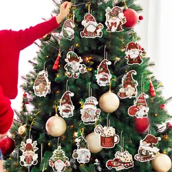 12pcs Christmas Santa Gnomes Paper Pendants Christmas Decorations For Home 2024 Christmas Tree Ornaments Navidad New Year Gifts