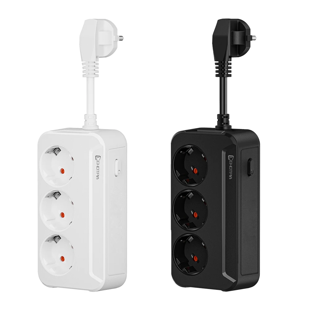 EU Plug 2500W AC Outlet Power Strip Multitap Extension Cord Electrical Socket With Charging Home Office Network Filter Adapter
