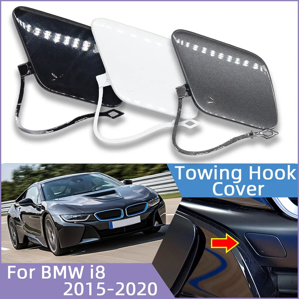 Wysokiej jakości osłona haka holowniczego przedniego zderzaka do BMW i8 2015-2020 I12 LCI I15 Niestandardowy malowany biały szary czarny 51117372145