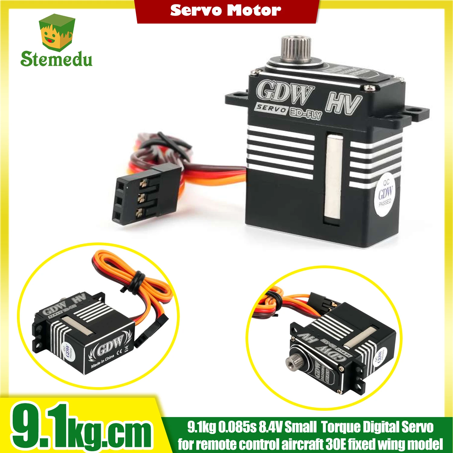 

GDW DS298MG Цифровой сервопривод 9,1 кг с высоким крутящим моментом — 0,085 с 8,4 В, металлическая шестерня для радиоуправляемого самолета/модели самолета с фиксированным крылом 30E