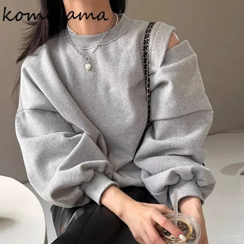 Hollow Out Long Sleeve Hoodies Women Loose Casual Ropa Mujer 2024 Spring New Sexy Womens Clothing Korean Chic Sweatshirts