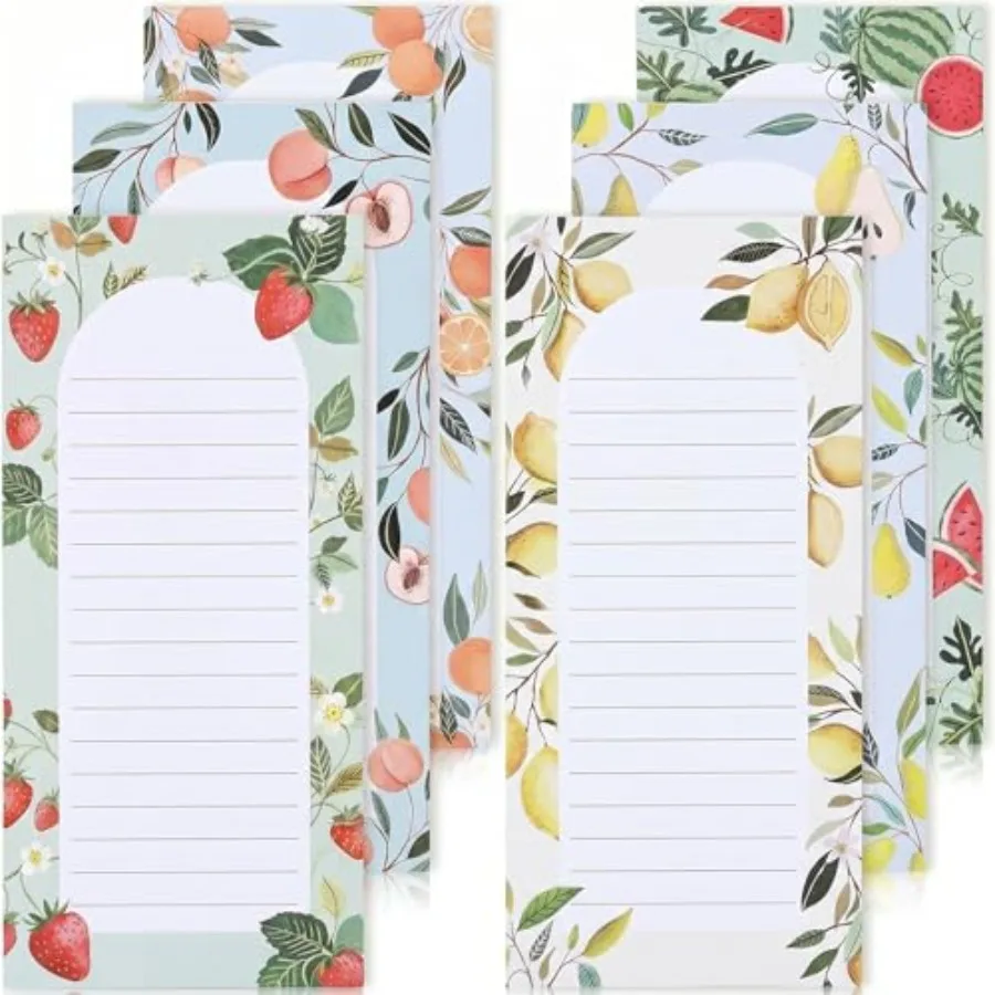 Beautiful Magnetic Notepads for Fridge - Set Of 6 Modern Note Pads with Lined Pages to Easily Write Notes and Make Grocery/Shop