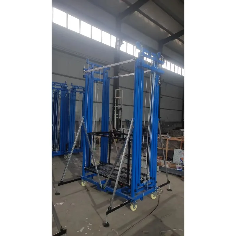 2-8 متر سقالات كهربائية أوتوماتيكية متنقلة إطار تلسكوبي رفع كهربائي سلم منصة سقالات للبناء #4