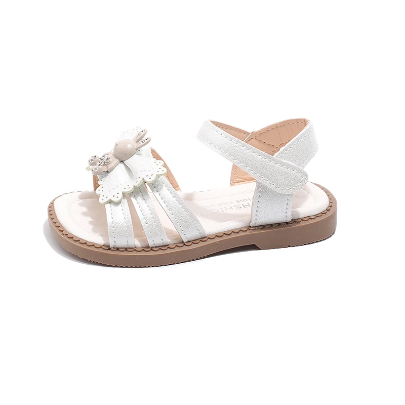 2024 Summer New Sandals Little Rabbit Doll Sandals Girl's Water Diamond Princess Shoes Open Toe Beach Shoes 1188