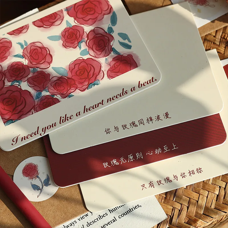 5pcs/lot Greeting cards Envelopes Rose Western style 17x11.5cm Letterhead Romantic love letter Birthday card Wedding Invitations