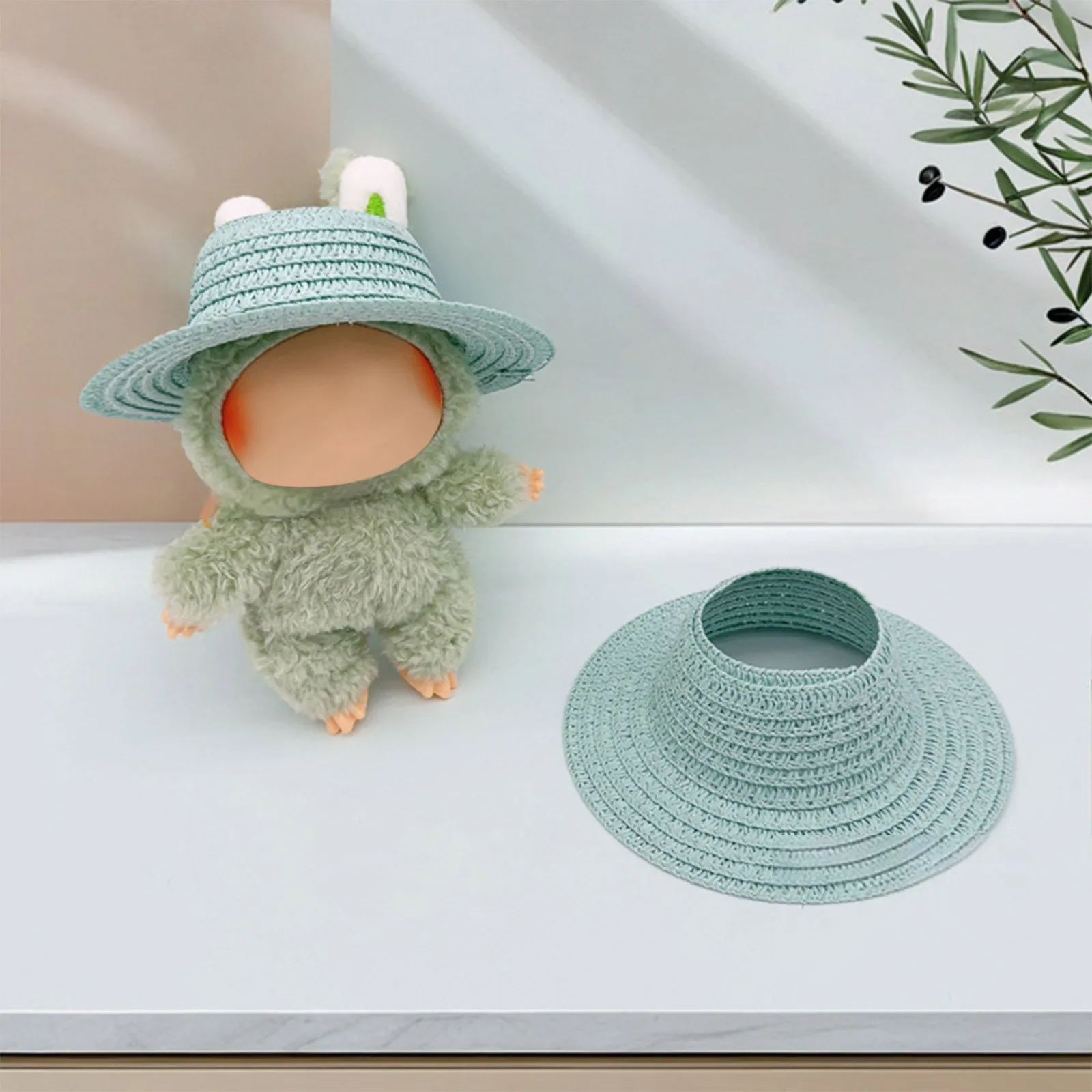 Doll Hat Open Top Straw Cotton Pastoral Style Clothing Accessories Mini Western-Style Doll Hat Cute Doll Decoration Solid Color