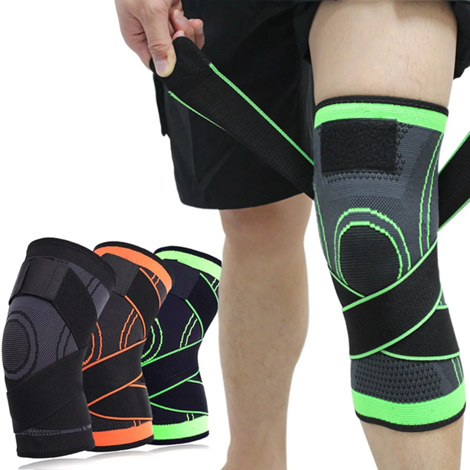 1PC Knee Pads  Men and Women Pressurized Elastic Kneepad Support Bandage Sports Fitness Basketball Volleyball Brace Protector