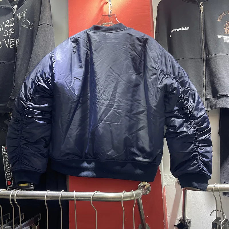 الرجال النساء أفضل نوعية مارتين روز أزرق عميق برتقالي عكسها Bomber سترة عالية الشارع سستة معاطف الطيران جاكيتات داخل العلامة