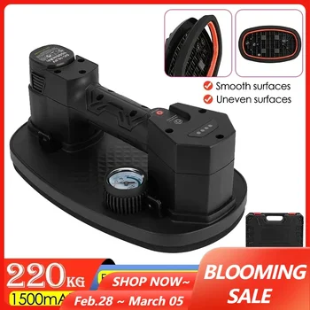 220 kg elektrischer Vakuum-Saugnapf, starker Vakuum-Heber für schwere Granit-Glasfliesen mit Manometer-Anzeige und Aufbewahrungsbox