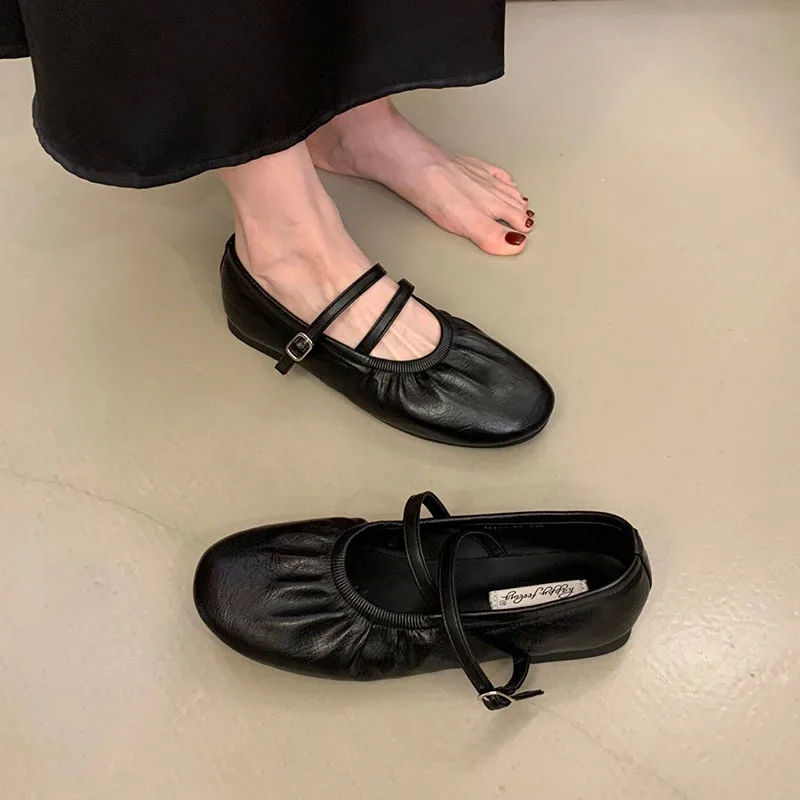 Modische Schnallenriemen-Damen-Mary-Jane-Schuhe, Lolita-Schuhe, Weiche Elegante Damen-Flats mit Runder Zehenpartie, Neue Damenschuhe – Detail 9