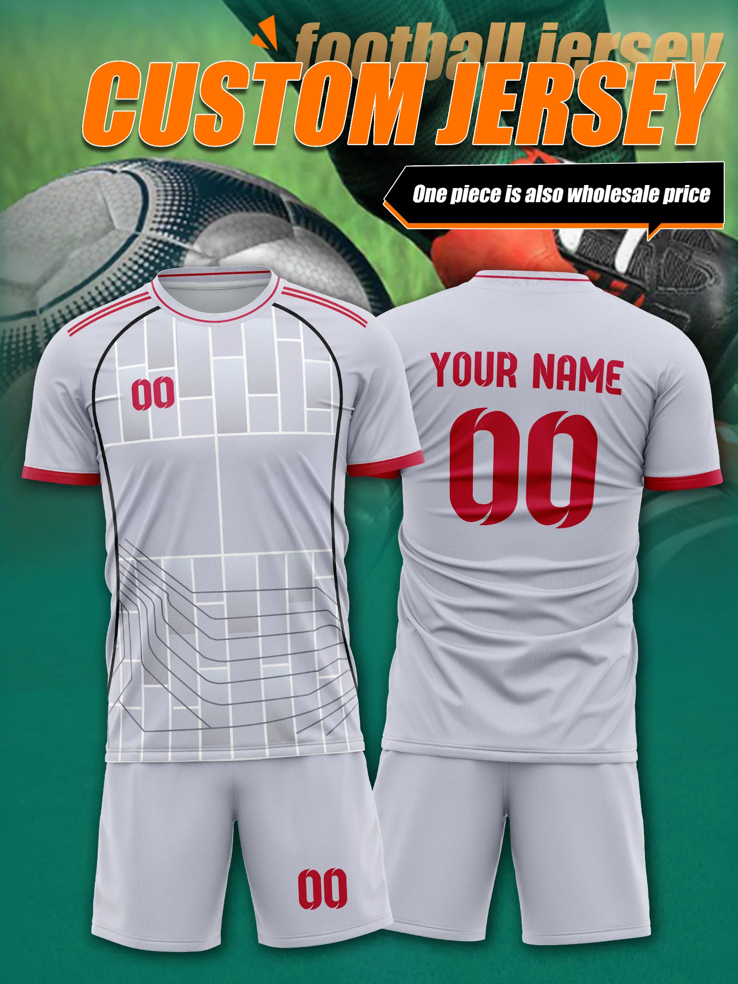 

Футбольная форма с индивидуальным изображением, номером и именем, влагостойкий комплект, одежда для матчей на открытом воздухе с четким обзором