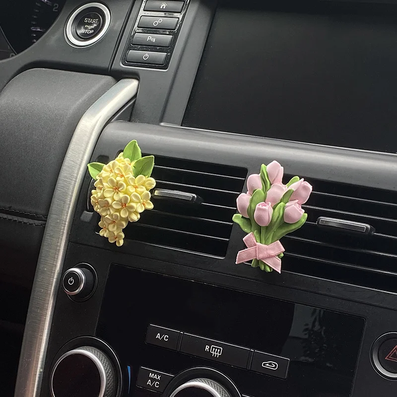 1Pc Unscented Osmanthus Air Vent Clip, Purely Decorative Car Ornament with No Fragrance, Realistic Flower Car Decor, Gift