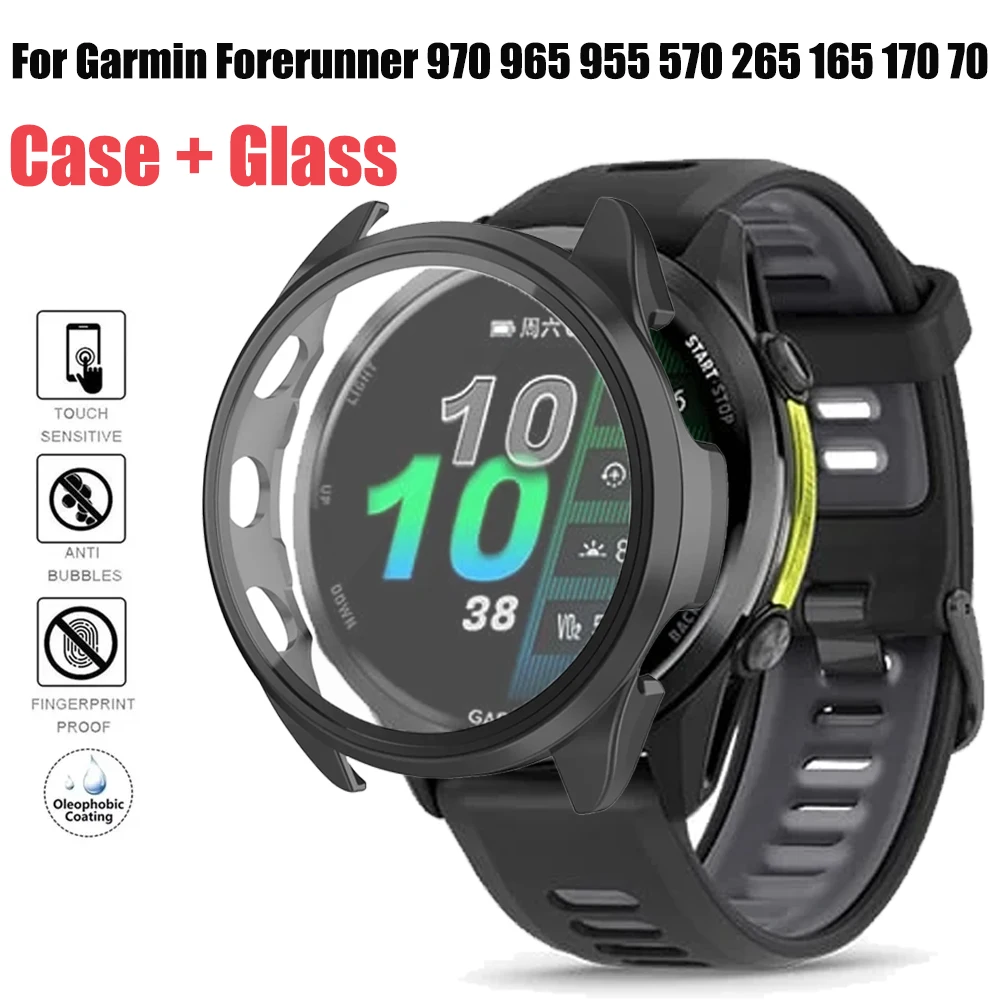 

PC Case＋HD Tempered Glass for Garmin Forerunner 970/570/965/265/165/170/70 Protective Shell Garmin Venu 3/4 45mm 41mm/Active 6/5