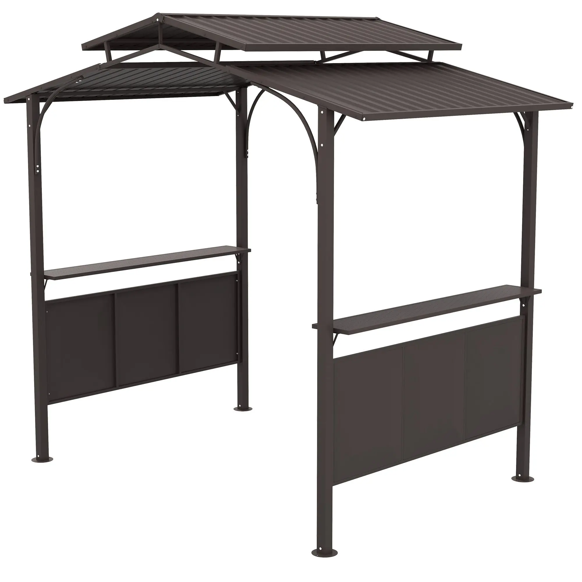 

For Outsunny 8' x 5' BBQ Grill Gazebo, Outdoor Double Tiered Interlaced Polycarbonate Roof with Steel Frame & 2 Side Shelves, Br