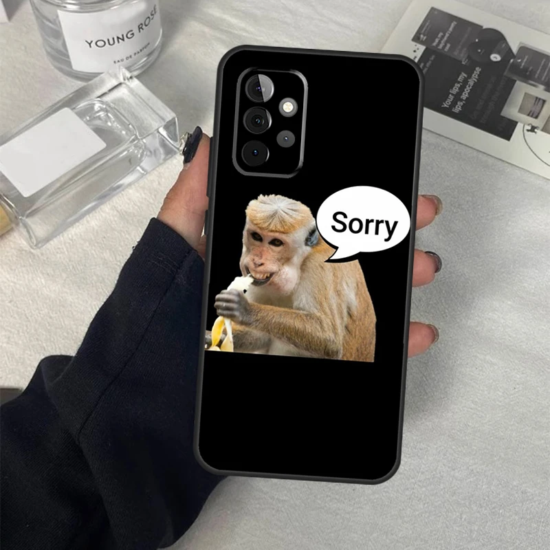 Monkey Sipping  Capri Meme Cover For Samsung Galaxy A54 A34 A24 A14 A53 A52 A13 A23 A33 A12 A22 A32 A42 A71 A51 Case