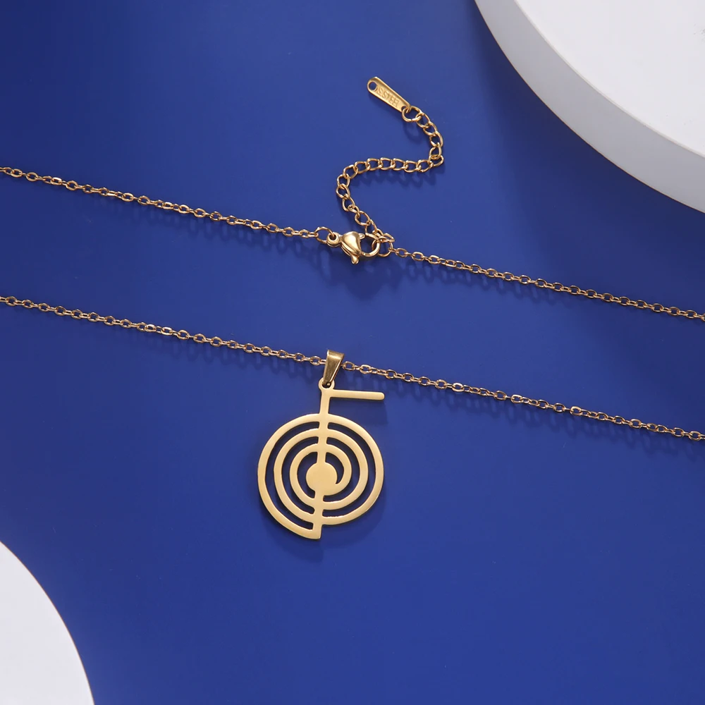Reiki Cho Ku Rei Halskette Heilung Energie Yoga Power Anhänger Heilige Geometrie Schutz Amulett Edelstahl Schmuck Amulette für Glück und Schutz mächtige Amulette geistiger Schutz Reiki Heilmittel – Detail 10