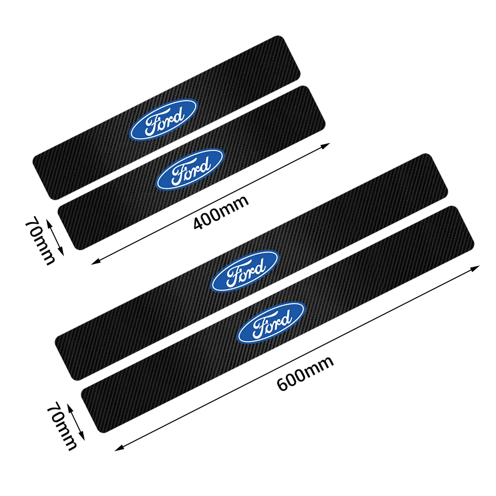 4pcs Auto Protector Decor Badges Carbon Fiber Car Door Sill Film Threshold Stickers For Ford Focus Mondeo Fiesta Ecosport Fusion