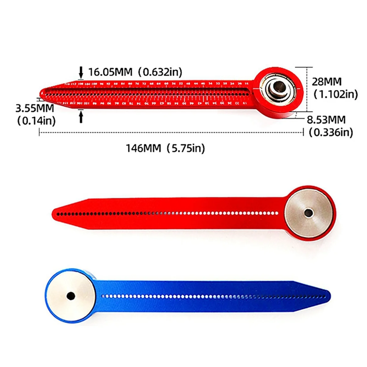 Brújula de dibujo ajustable roja, brújula de dibujo portátil, diseño Industrial, regla de agujero de decoración, bricolaje