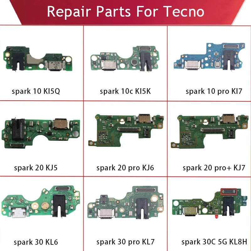 For Tecno Spark 10 KI5Q KI8 KI7 Spark 10C KI5K Spark 20 KJ5 KJ6 KJ7 Spark 30C KL5 KL6 KL8 Spark 40 Charging Flex Board USB Dock