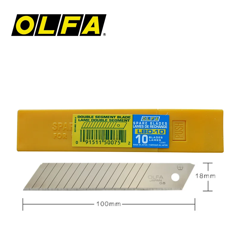 OLFA LBD-10 18mm Double segments heavy-duty Snap-off Blade FOR L-1 L-2 L-3 EXL BN-L NOL-1 NL-AL L5-AL L-5 DL-1 L-1 L-6 L6-AL