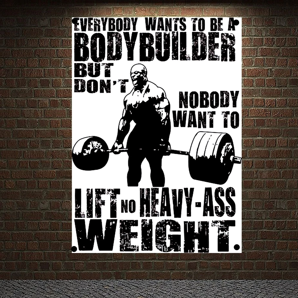 

LIFT NO HEAVY ASS WEIGHT Motivational Workout Posters Wall Chart Exercise Bodybuilding Banners Flags Wall Hanging Gym Decoration