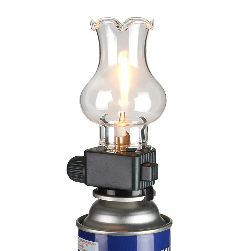 Outdoor camping night light, lighting air lamp head, retro split-type transparent flower lamp, creative tea lamp