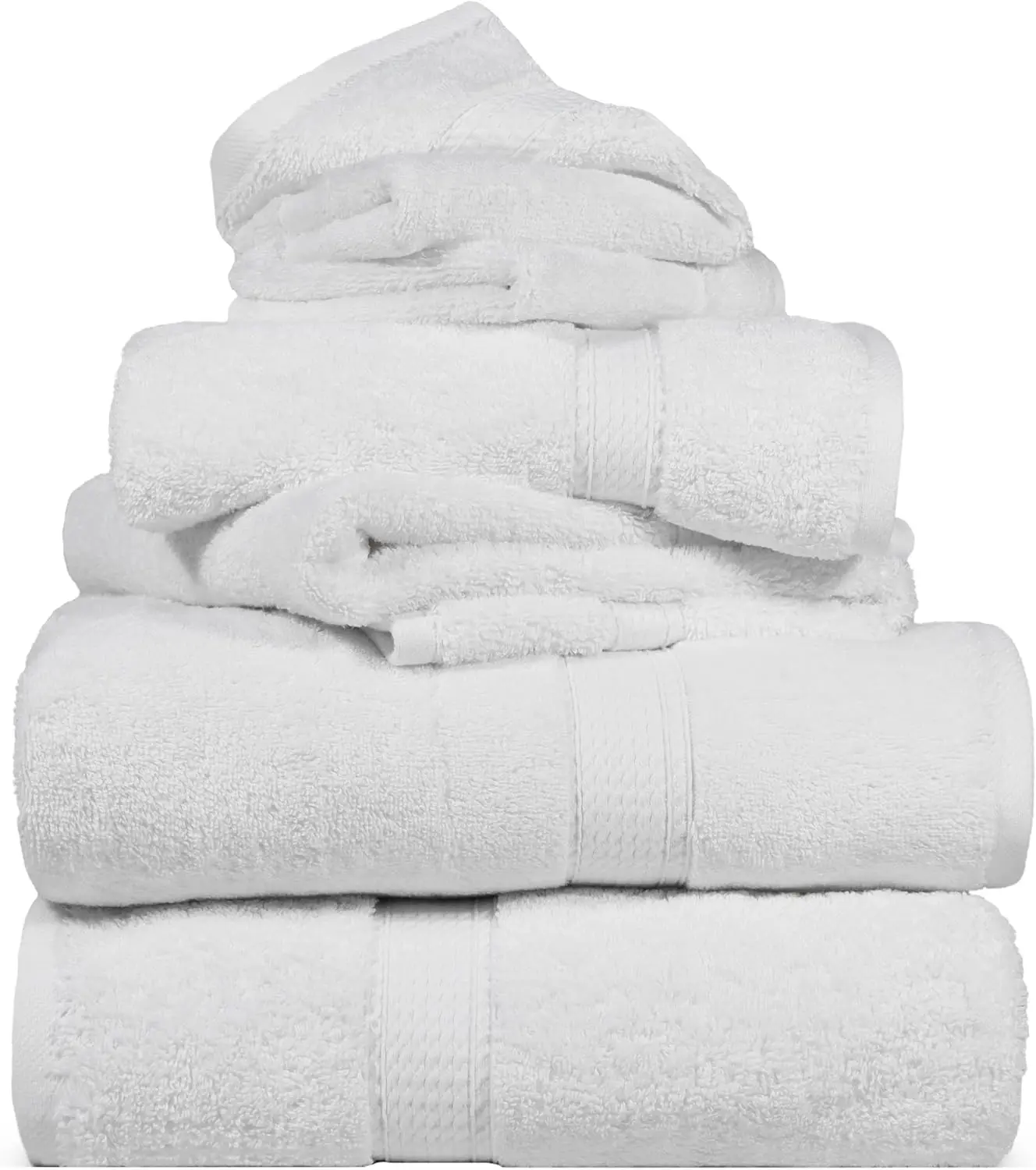

Ultra-Soft 6-Piece Egyptian Cotton Towel Set - 2 Bath, 2 Hand, 2 Face Towels - Luxury Plush for Bathroom, Spa, Hotel