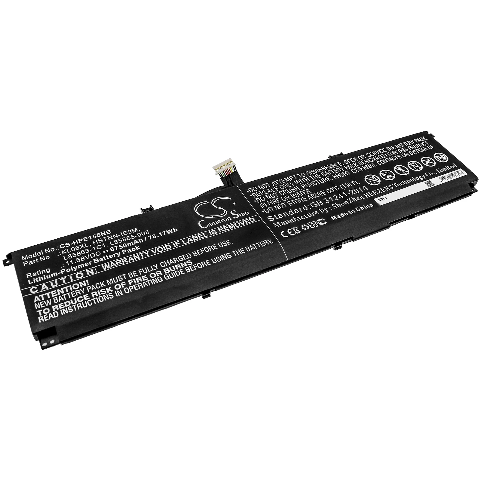 

Li-Polymer Notebook, Laptop Battery for HP, 11.58V 6750mAh, Compatible Models: Envy 15-EP0098NR,Envy 15-EP0008NS
