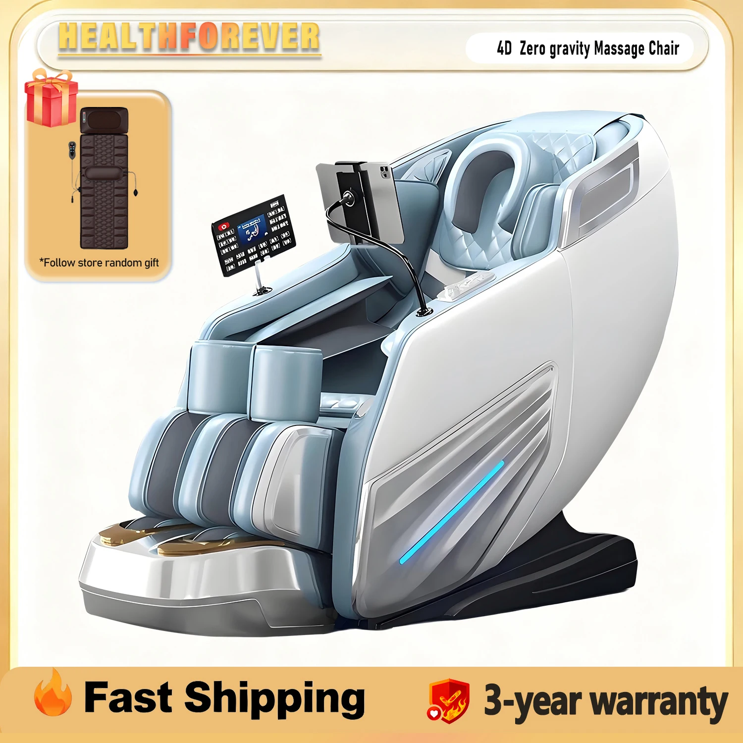 

2025 4D massage chair shiatsu massage Full Body Massage Chair Zero Gravity, Extended Footrest, SL TracK Heating Airbags, Heating