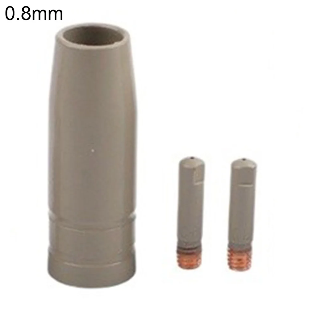 For Mig For 15AK Compatible Tips and Nozzle Set 3PCS Non-Stick Red Copper Build Tip Sizes 0.6mm 0.8mm 0.9mm 1.0mm 1.2mm