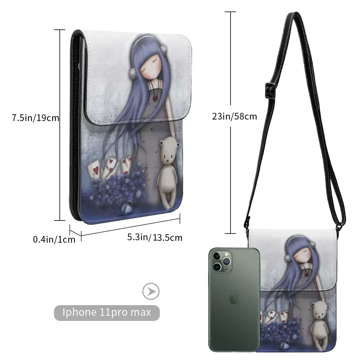 Gorjuss Merch Leder Handy Geldbörse Kartenhalter Trendy Girl Gorjuss Cartoon Mini Umhängetasche Leicht