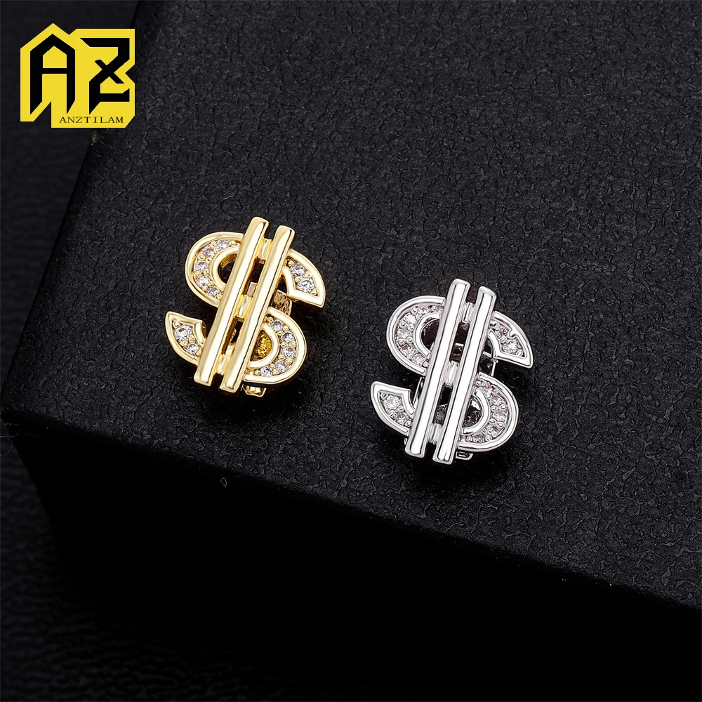 Anztilam Heart Dollar Grillz Iced Out Grills Tooth Grill Men Women Hip Hop Caps Brass Zircon Fashion Jewelry Free Shipping
