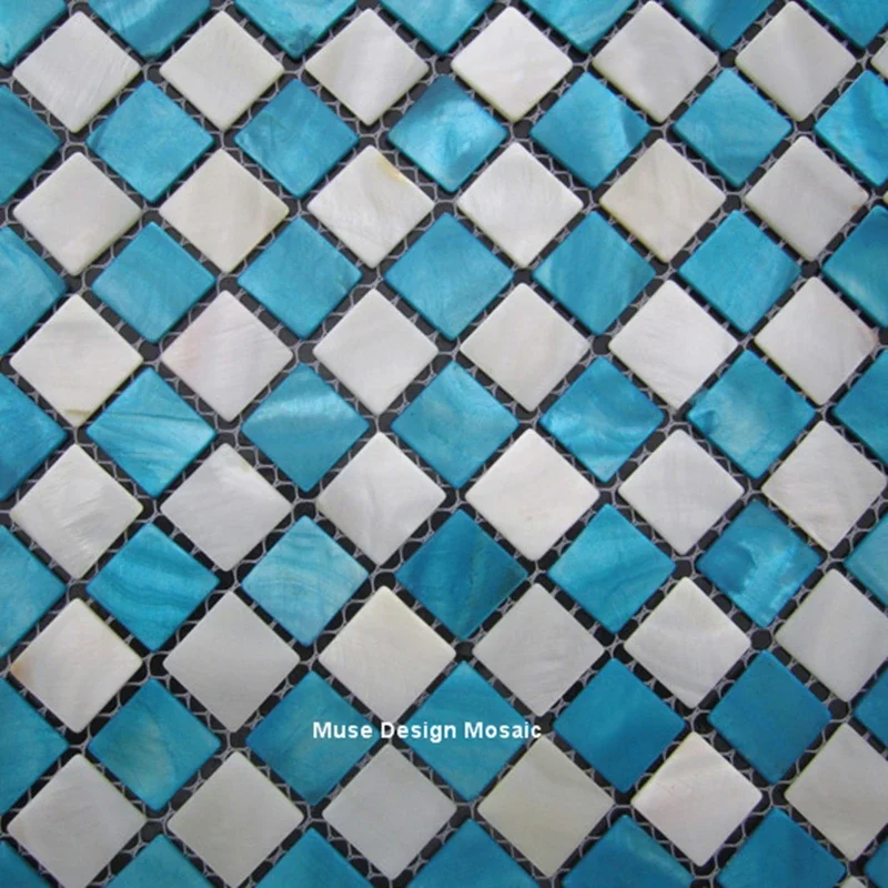 

Dyed Blue Pure White Mother of pearl Shell Mosaic Tiles for kitchen backsplash bathroom shower room photo frame DIY cabinet wall