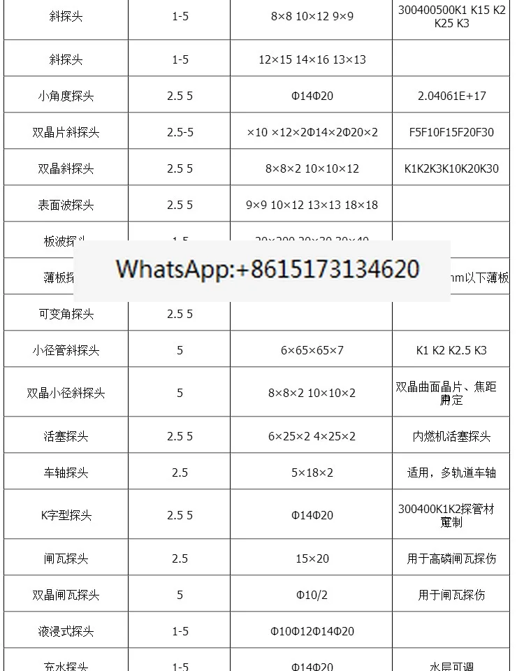 TOFD probe, weld inspection, ultrasonic flaw detector composite wafer oblique probe 45 ° 60 ° 70 °