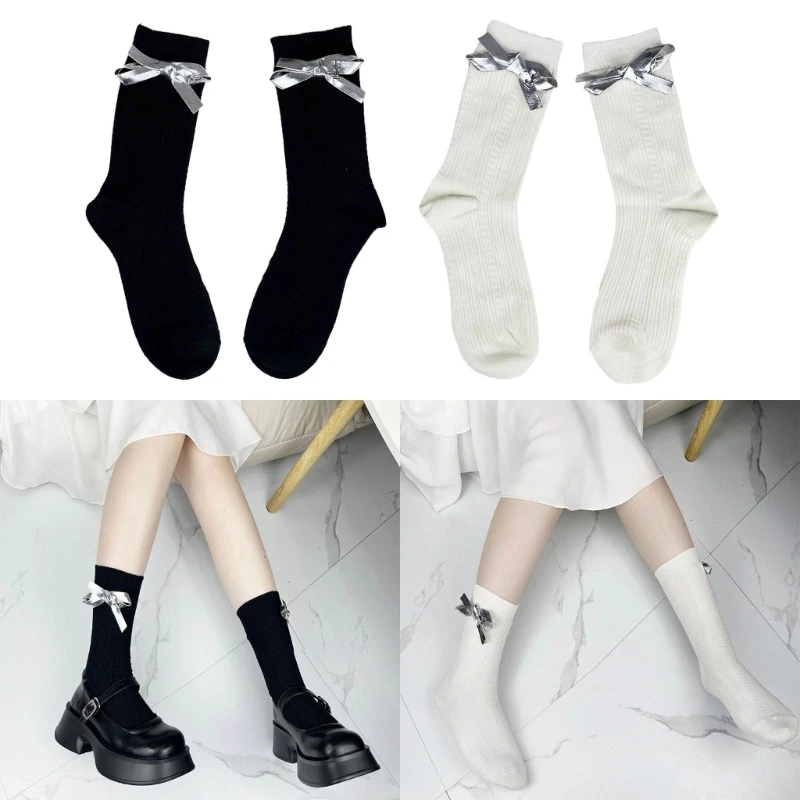 Women's Ballet Style Calf Socks Sweet Socks JK Uniform Loose Socks Casual Cotton Socks Bootie Socks Bow Ankle Socks