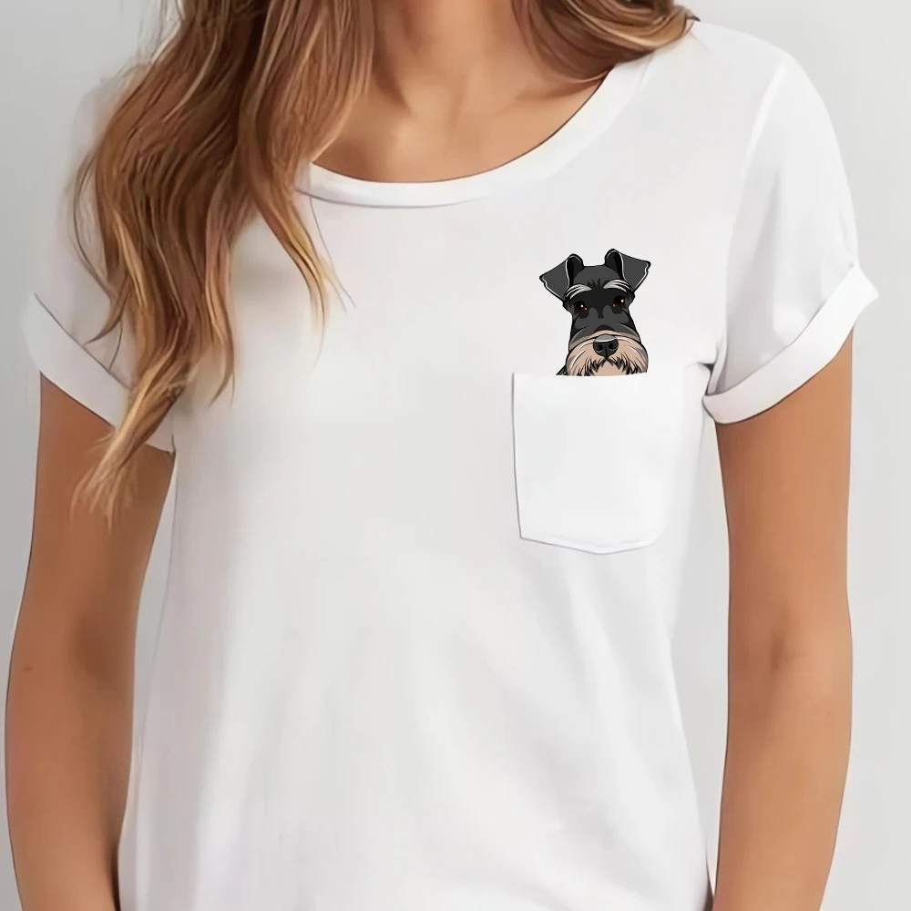 Cilocl Schnauzer Pocket t-shirt Funny Dogs t-shirt con stampa dito medio uomo per donna camicie estive a maniche corte t-shirt in cotone