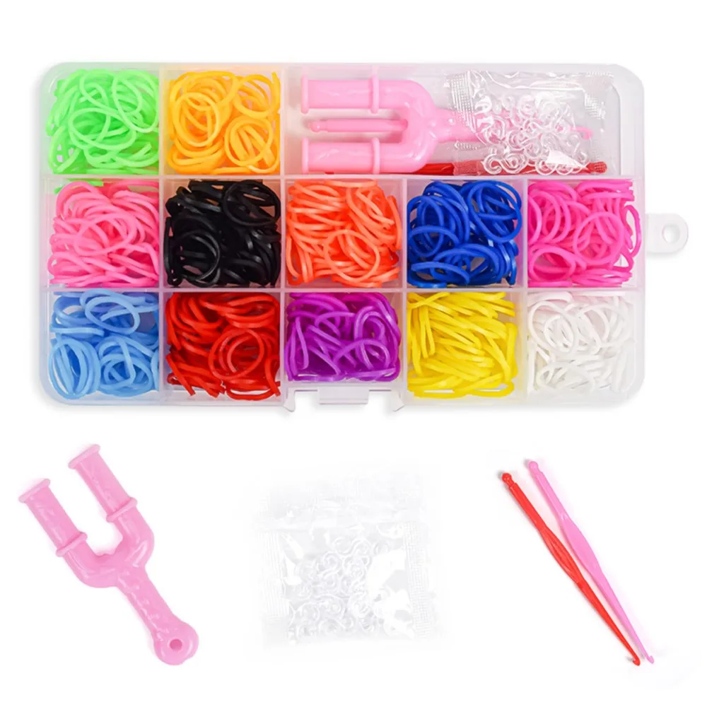 1Box Creative Colorful Loom Bands Set For Handmade Elastic Bracelet Making Kit DIY Rubber Band Craft Gifts Jewelry Accessories