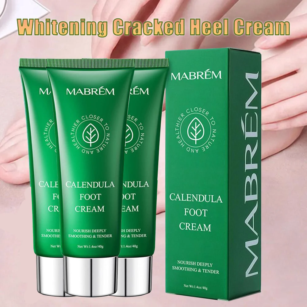 Crema para el tratamiento de los pies, cuidado de los pies, exfoliante, blanqueamiento, antigrietas, hidratante, antiseco, caléndula, reparación de oliva, 40g