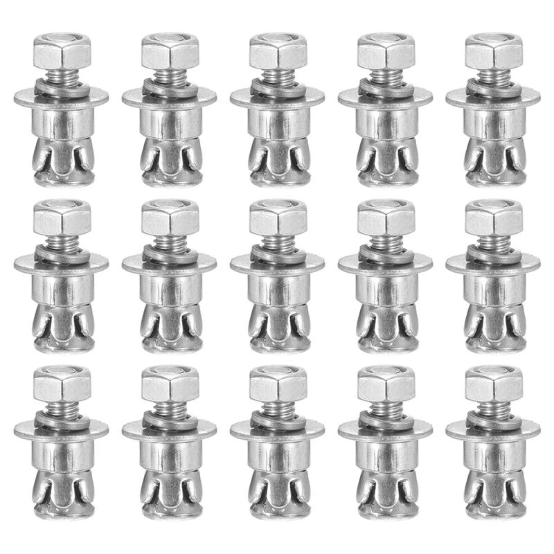 1/4Inch X 5/8Inch Hex Nut Sleeve Anchors -Good For Concrete Dry Brick Block Walls - Carbon Steel - Silver