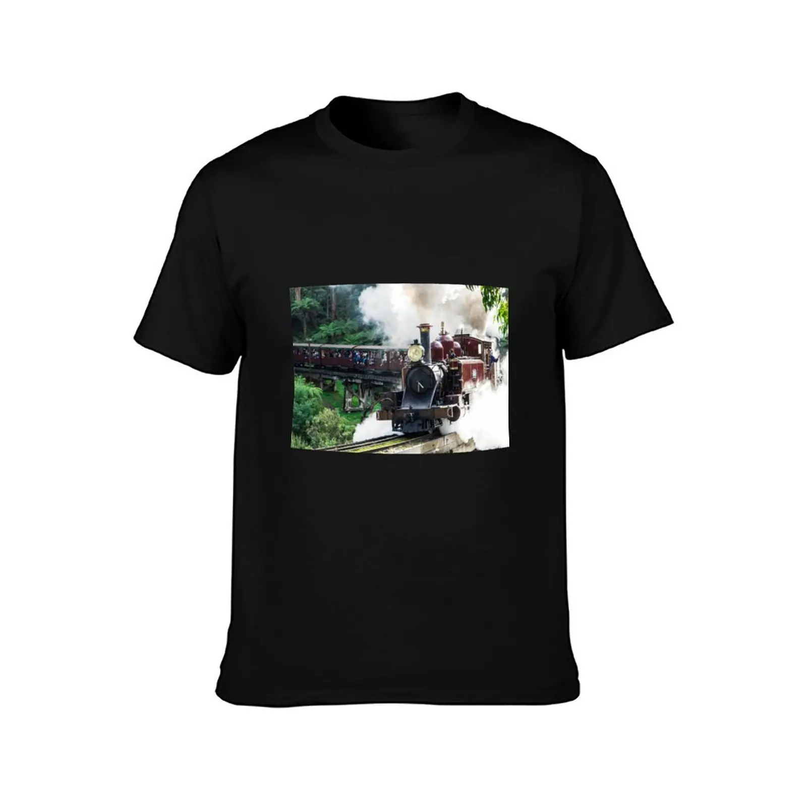 Puffing Billy steam train T-Shirt, Summer Casual Cotton Tee, Oversized Streetwear Tops, Vintage Graphic Print, Unisex Men Women