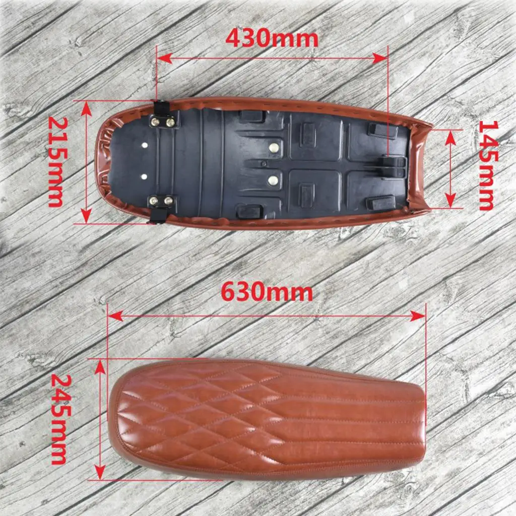 

63 Cm Seat Universal Motorcycle Black Seat Comfortable Retro Style Brown Seat