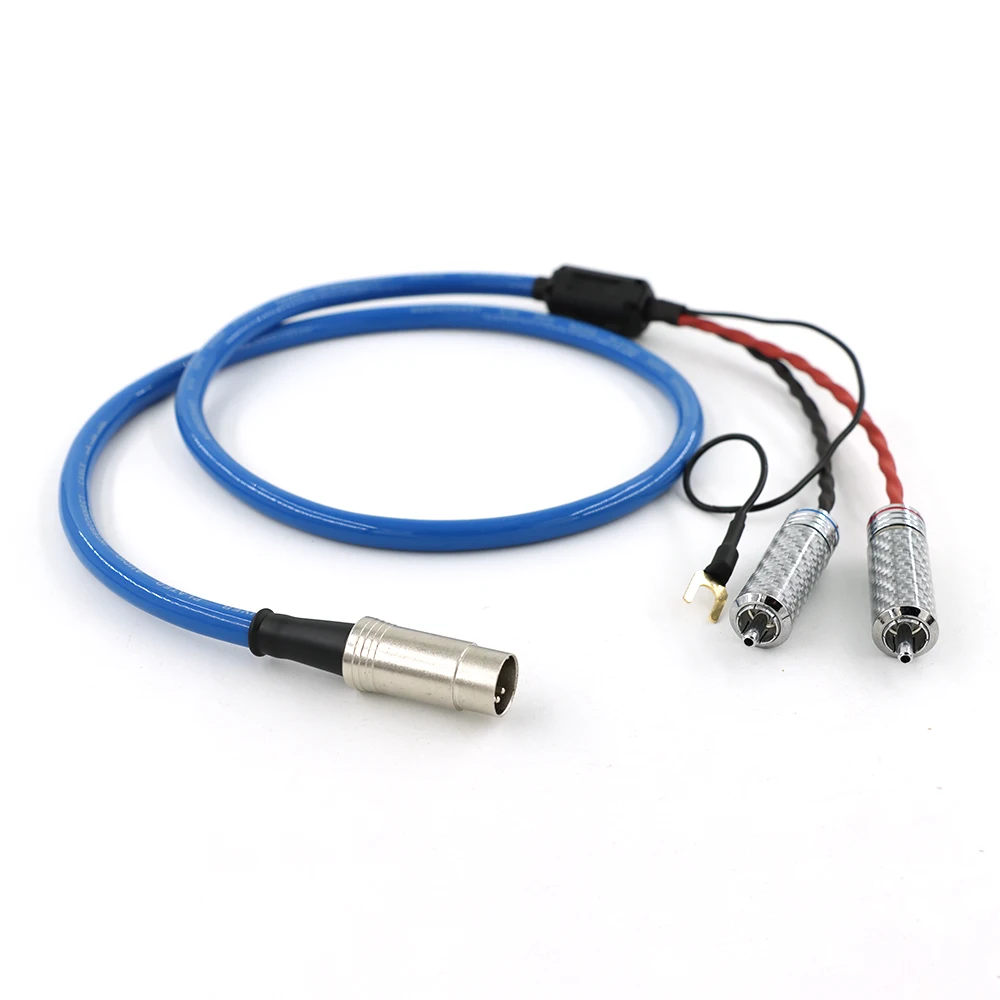 Câble RCA DIN naz pour audiophile à 5 broches : fil de bras de tonalité blindé OFC plaqué argent avec pelle au sol en U et compatibilité Naim