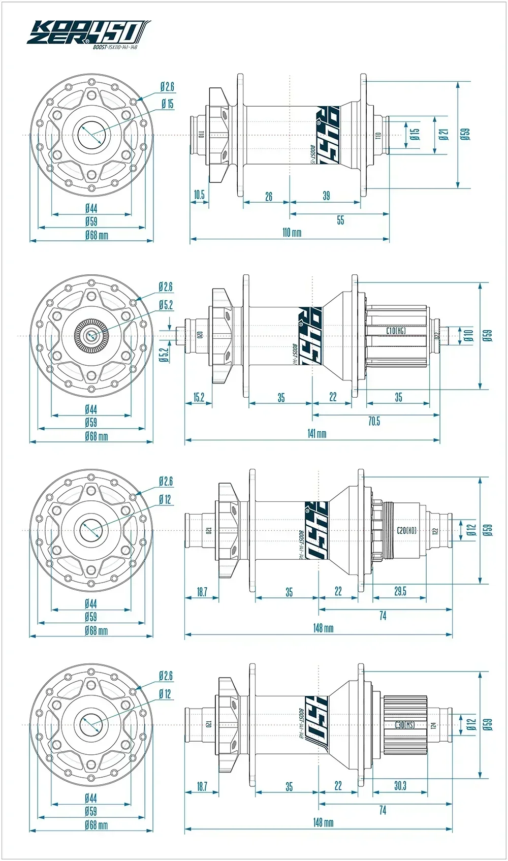 Koozer 450 Boost XD HG MS 11 12s 120HD 32 Löcher CR-MO Stahlachse 15x110 12x148 THRU Eagle Fahrradteile MTB Fahrradnaben – Detail 8