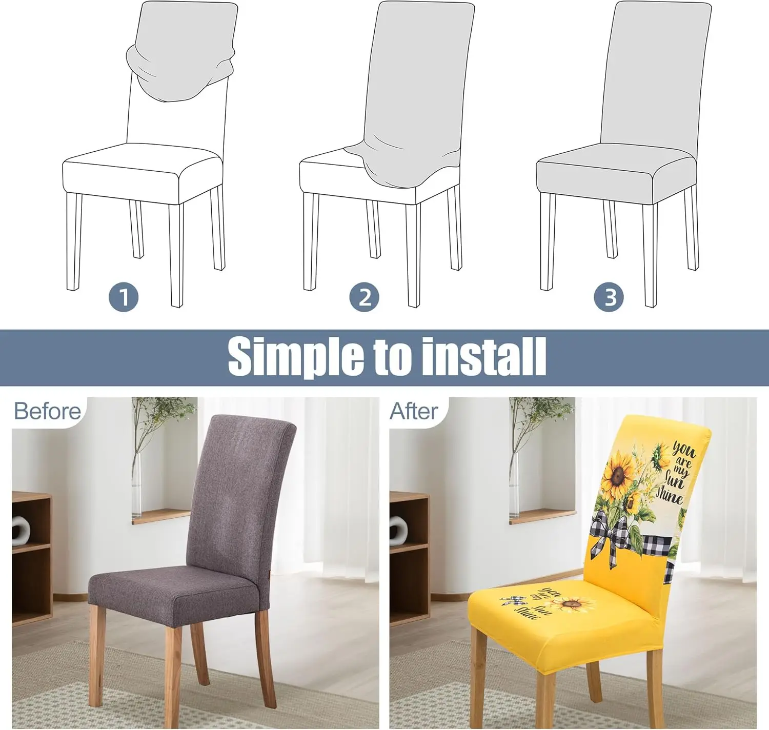 Dining Chair Covers,Dining Room Chair Covers Set Of 4,Stretch Kitchen Chair Cover,Washable Dining Chair Cover,Parsons Chair